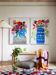 Arrangement II (Black & White Vase With Florals) Print