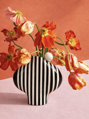 Black Striped Vessel With A Ball Handle