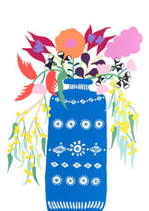 Arrangement I (Blue Vase With Florals) Print