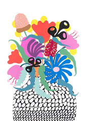 Arrangement II (Black & White Vase With Florals) Print