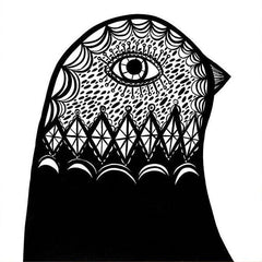B & W Bird Head Facing Right - Print
