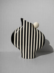 Black Striped Vessel With A Ball Handle