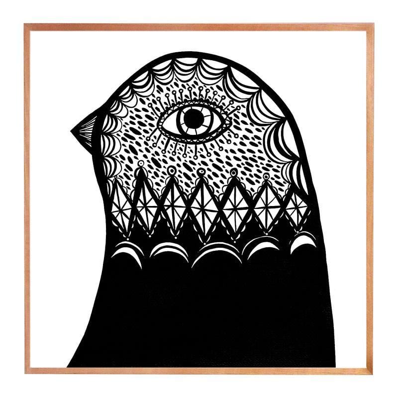 B & W Bird Head Facing Left - Print