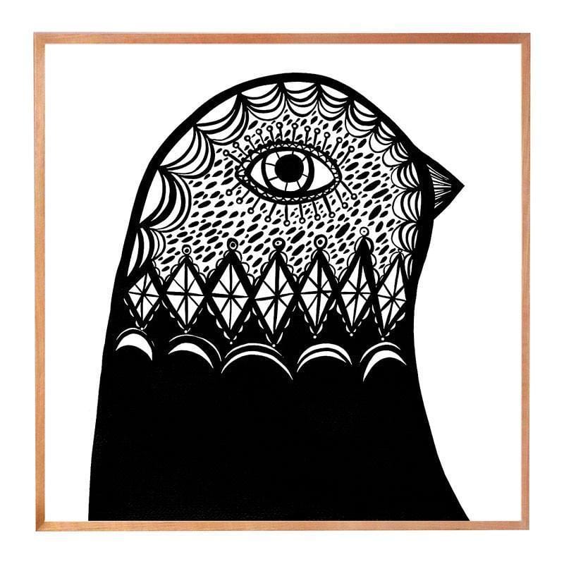B & W Bird Head Facing Right - Print