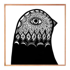 B & W Bird Head Facing Right - Print