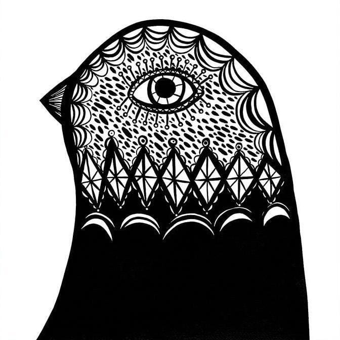 B & W Bird Head Facing Left - Print