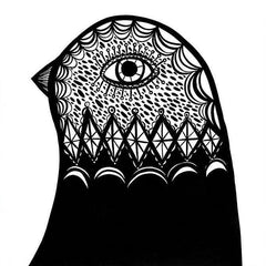 B & W Bird Head Facing Left - Print